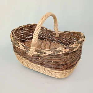 Panier en osier brut vert / blanc